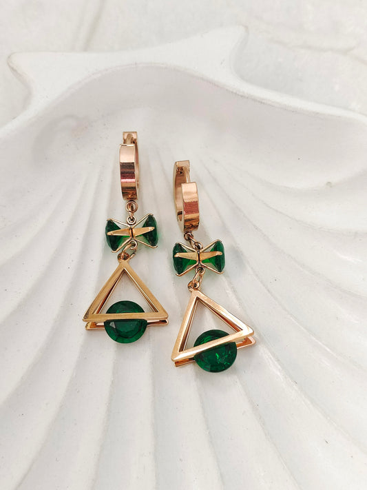 Green Triangle Earring