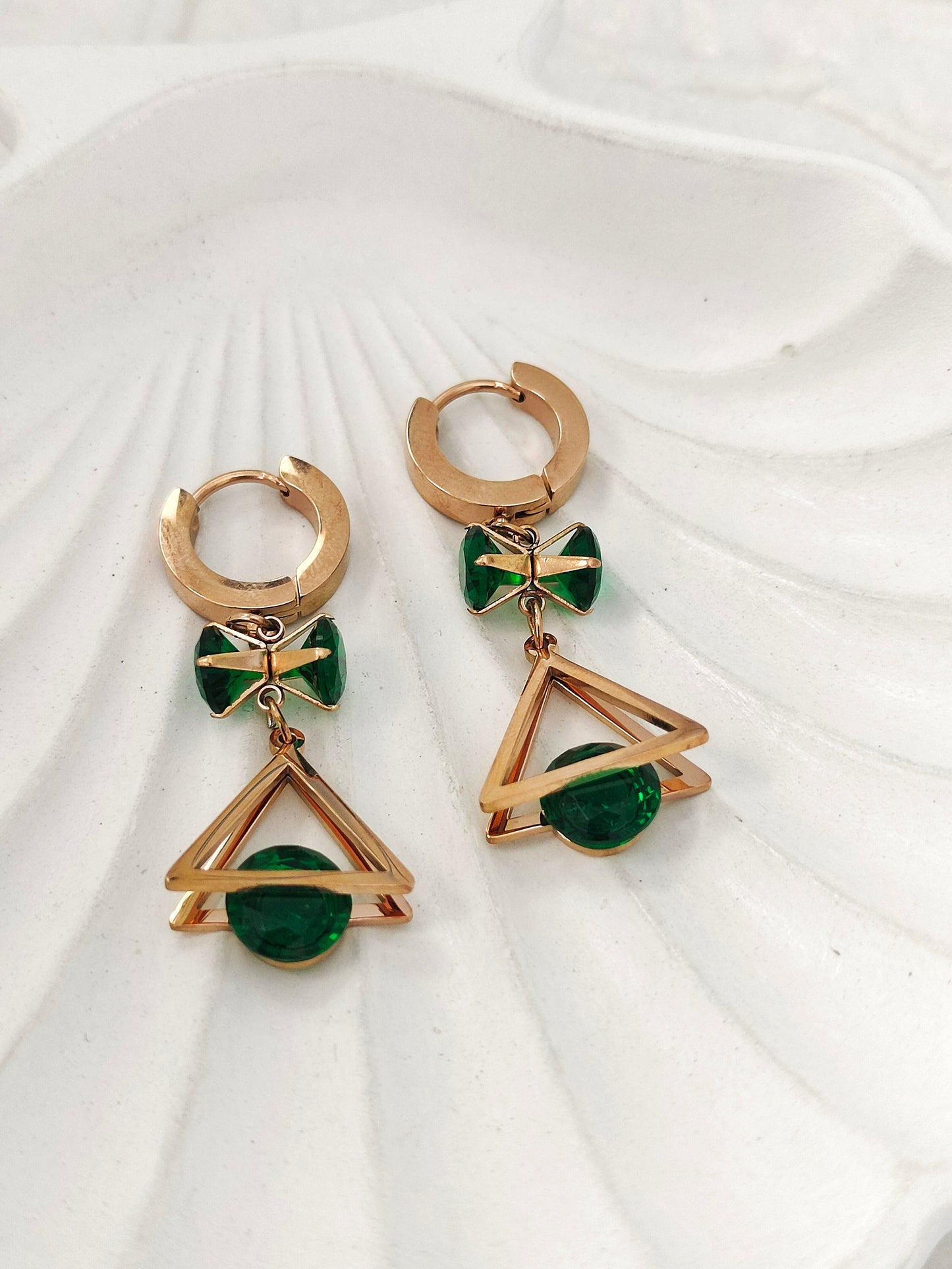 Green Triangle Earring