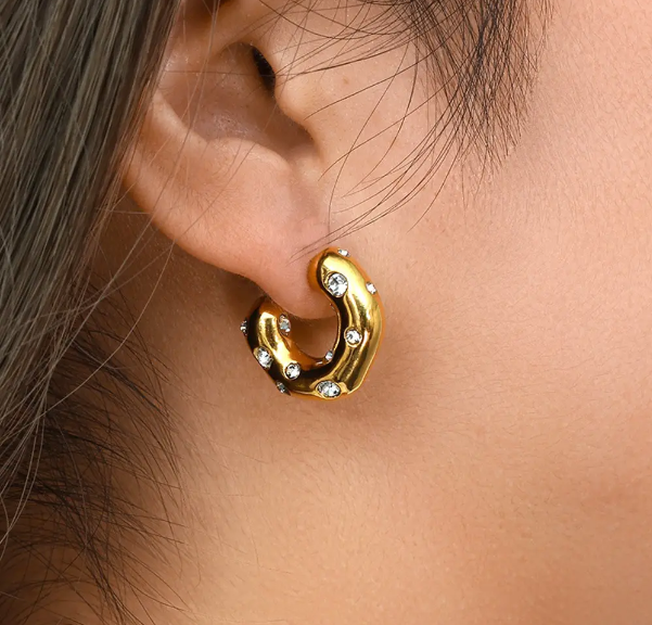 White Stone Hoop Earring